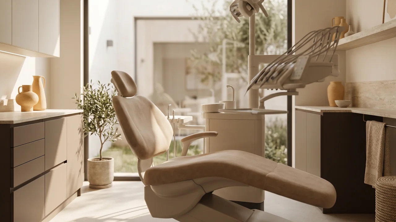 Paciente relajado en el sillón dental durante un tratamiento con sedación consciente.